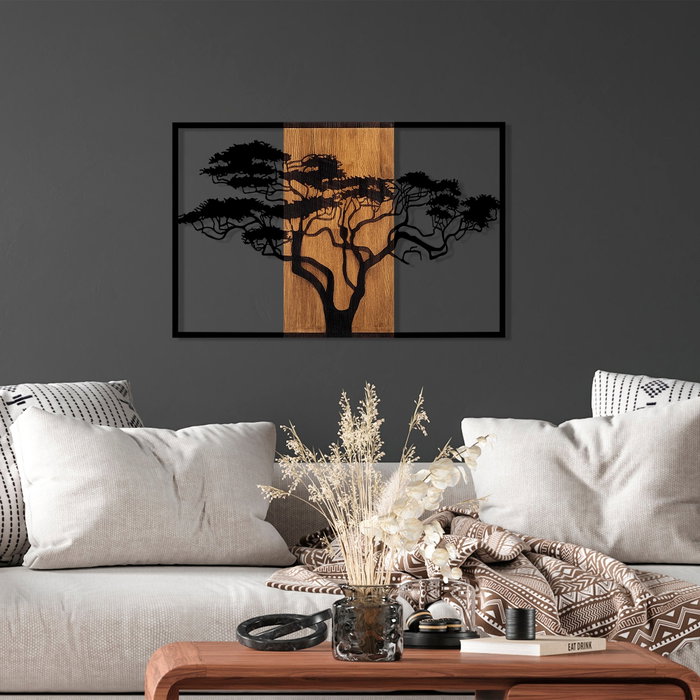 Wallity Acacia Tree - 388 Escultura de pared de madera nogal y negro